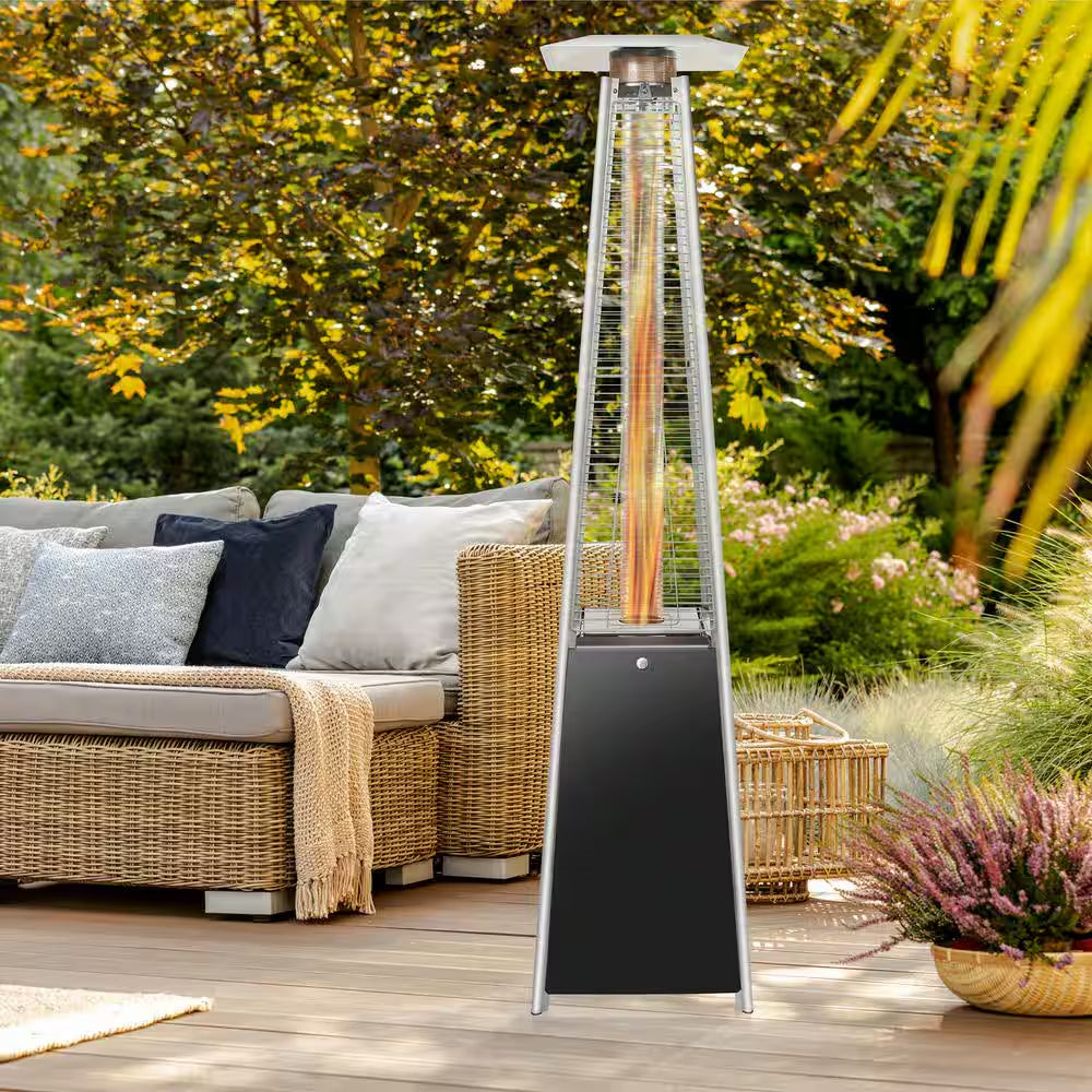 38,000 BTU Black Propane Outdoor Pyramid Patio Heater with Dancing Flames