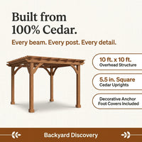 10 Ft. X 10 Ft. Traditional All Cedar Wood Outdoor Patio Pergola Shade Structure — Results & Stats