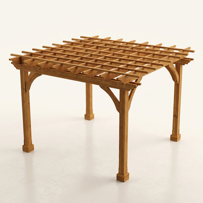 10 Ft. X 10 Ft. Traditional All Cedar Wood Outdoor Patio Pergola Shade Structure