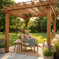 10 Ft. X 10 Ft. Traditional All Cedar Wood Outdoor Patio Pergola Shade Structure — Lifestyle