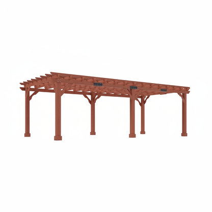 12X24 FT Premium Cedar Wood Pergola with Trellis Roof & Stakes