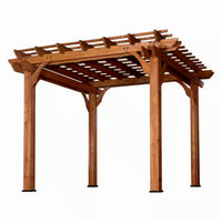 Outdoor Pergola Designed for Natural Shade, 10x10 Cedar Construction, Traditional Arbor Style, Ground Anchor System