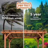 Outdoor Pergola Designed for Natural Shade, 10x10 Cedar Construction, Traditional Arbor Style, Ground Anchor System