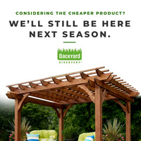 Outdoor Pergola Designed for Natural Shade, 10x10 Cedar Construction, Traditional Arbor Style, Ground Anchor System