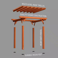 Outdoor Pergola Designed for Natural Shade, 10x10 Cedar Construction, Traditional Arbor Style, Ground Anchor System