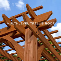 Outdoor Pergola Designed for Natural Shade, 10x10 Cedar Construction, Traditional Arbor Style, Ground Anchor System